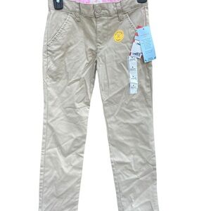 Cat & Jack Girls Uniform Pants Beige Sz 8 Adjustable Waist Reinforced Knee